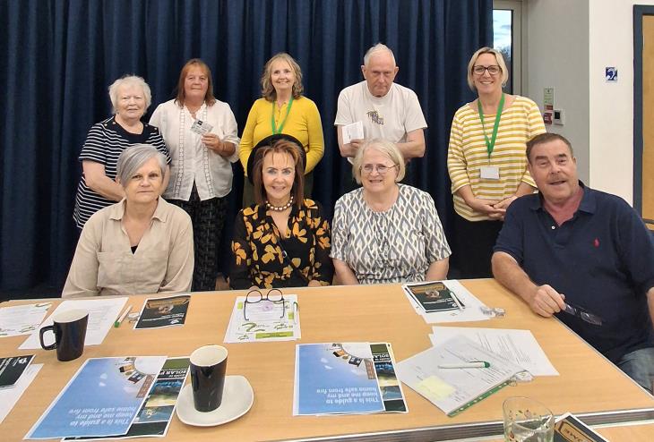 Picture of staff, board members and residents at the Bromham residents' meeting