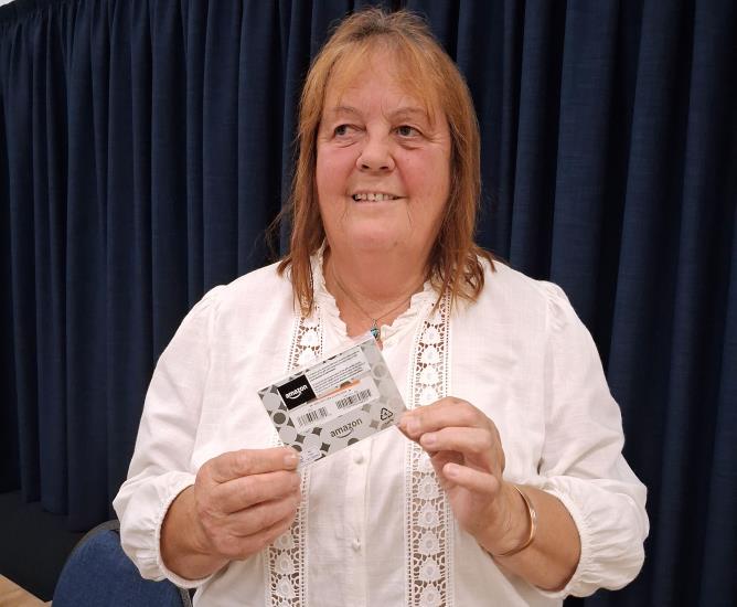 Picture of resident Sandra Brown, who won a &pound;50 shopping voucher in the draw